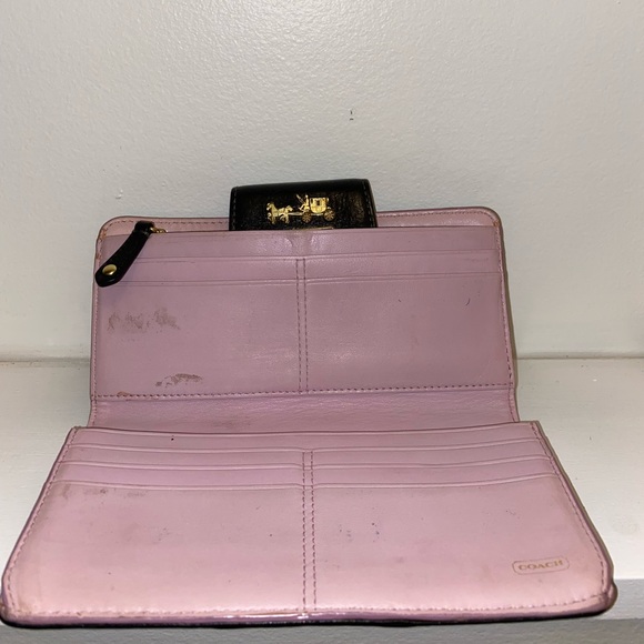 COACH clutch wallet with snap closure.  Approx 3x7.  Black and gold - Picture 7 of 8